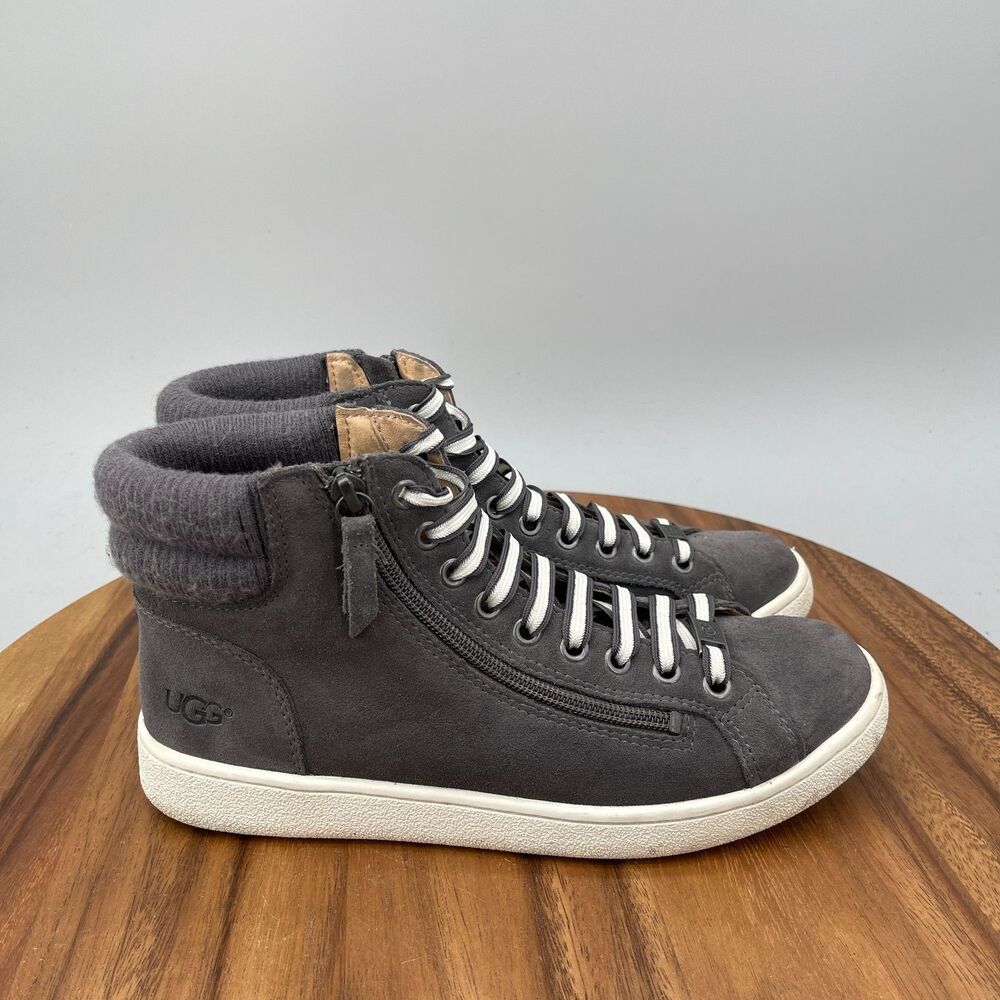 Ugg Shoes Womens Size 8 Gray Suede Zipper Casual Comfort Walking Sneakers